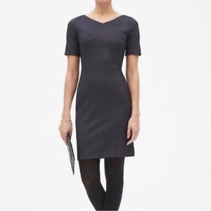 Banana Republic Tailored Pindot Sheath Dress Navy cool comb
